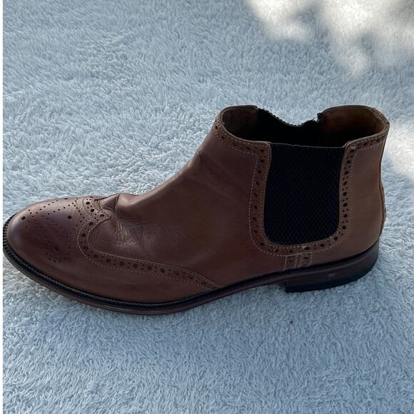 Johnston Murphy Wingtip Chelsea Boot 10M Brown Leather Vero Cuoio - Picture 1 of 10